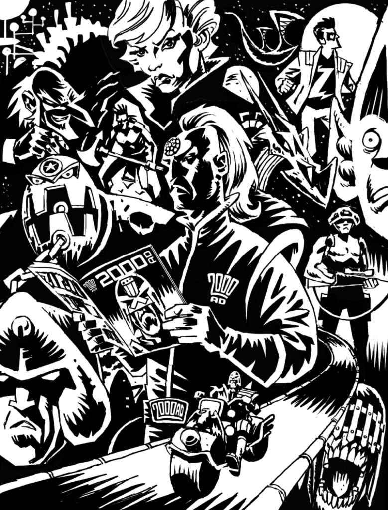 Tharg 2000 AD cover - outlines