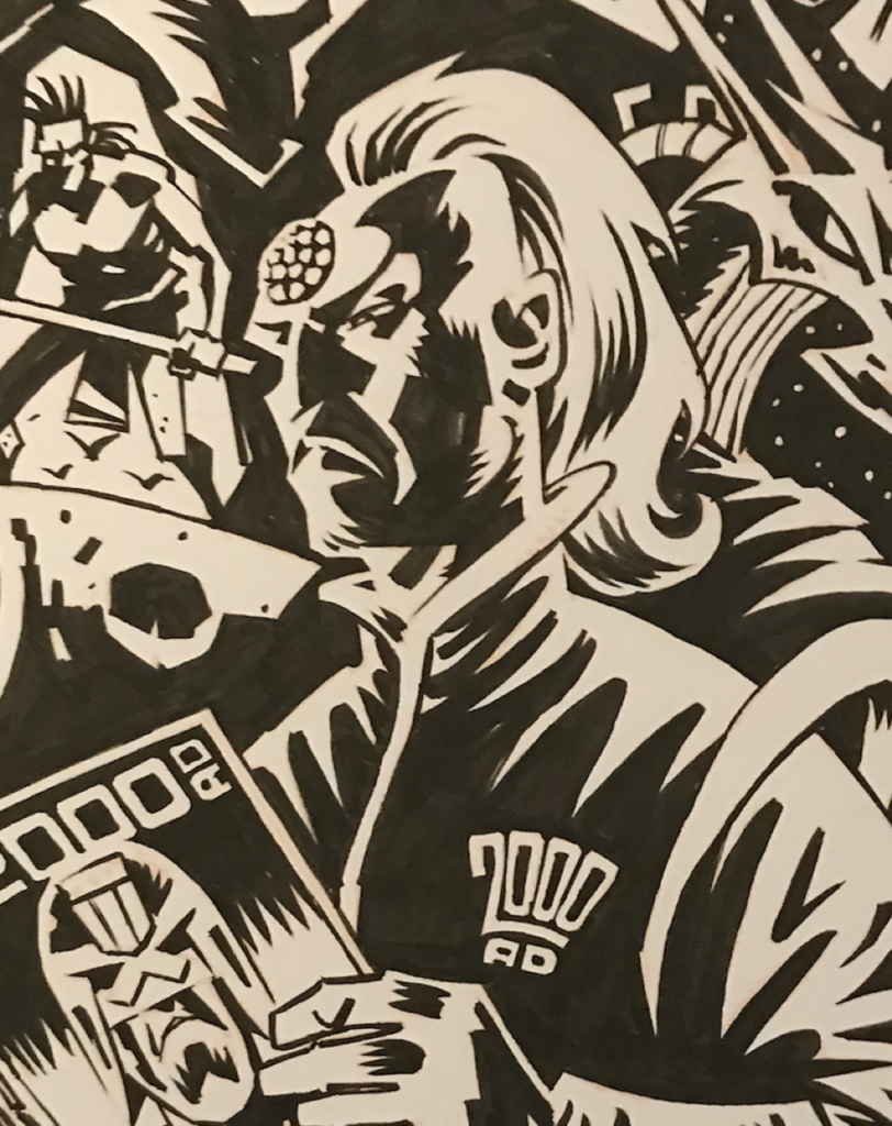 Tharg 2000 AD cover - outlines closeup on Tharg